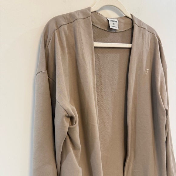 GYMSHARK + Whitney Simmons Oversized Open Front Long Cardigan in Beige Size M - Picture 6 of 8